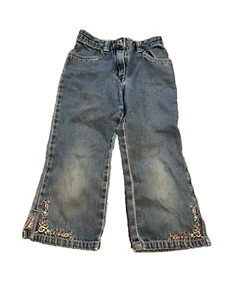 Gymboree Girls Glamour Princess Jeans Floral Embroidered Large 5 Years VTG - Picture 1 of 3