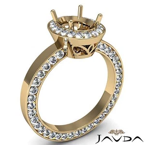 Diamond Engagement Halo Eternity Ring Oval Semi Mount 18k Yellow Gold 1.45 Carat - Picture 1 of 6