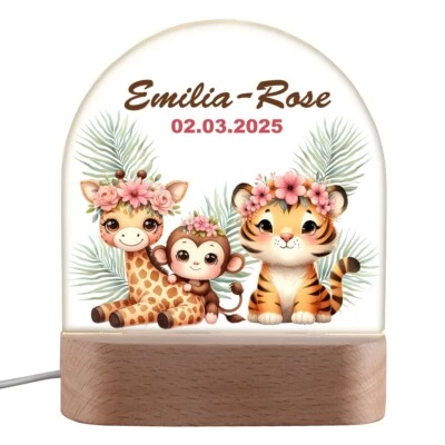 Nachtlampe mit LED-Beleuchtung Dschungel Tiere - Geschenk für Mädchen - Kinder - Bild 1 von 4