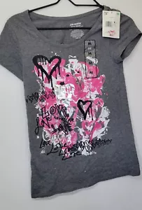 New Joe Boxer Women's Medium Pink Graphic Short Sleeve Grey Pajama T-Shirt - Picture 1 of 3