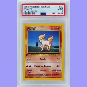 Juego de Base Pokémon 1a Edición Ponyta Francés 60/102 PSA 9 COMO NUEVO - Imagen 1 de 4