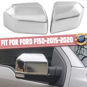 Top Half Chrome Mirror Caps Covers Replacement Kit For 2015-2020 Ford F150 F-150 - Picture 1 of 11