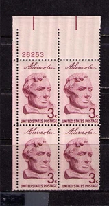 US USA Sc# 1114 MNH FVF PLATE # BLOCK President Abraham Lincoln Statue Signature - Picture 1 of 1
