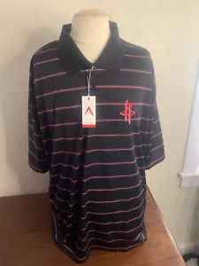 Houston Rockets Basketball Short Sleeve Polo Black/Red Antigua Size 3XL - Picture 1 of 5