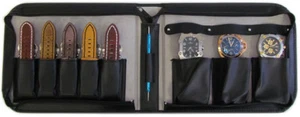 Álbum Panatime Negro 190 Correa de Cuero Genuino + Estuche de Reloj - Se adapta a 3 Relojes y 5 - Imagen 1 de 1
