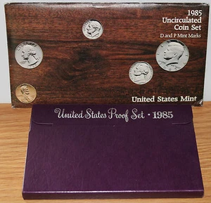 1985 juegos anuales de monedas como nuevas de EE. UU. 1985 a prueba y sin circular dos juegos 15 monedas - Imagen 1 de 6
