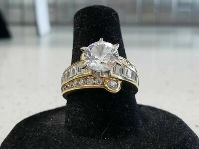 Brilliant CZ Engagement Ring 14K Yellow Gold 2 cwt 6.0g  sz 7 - Image 1 of 4