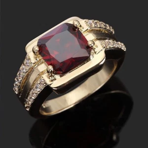 Fine fashion 10k real gold filled set red garnet ring size 10 ! Gift & Jewelry - Picture 1 of 3