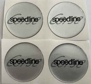 SPEEDLINE CORSE ALLOY WHEEL CENTRE CAP DOMED STICKERS X4 SILVER BLACK ALL SIZES - Picture 1 of 9