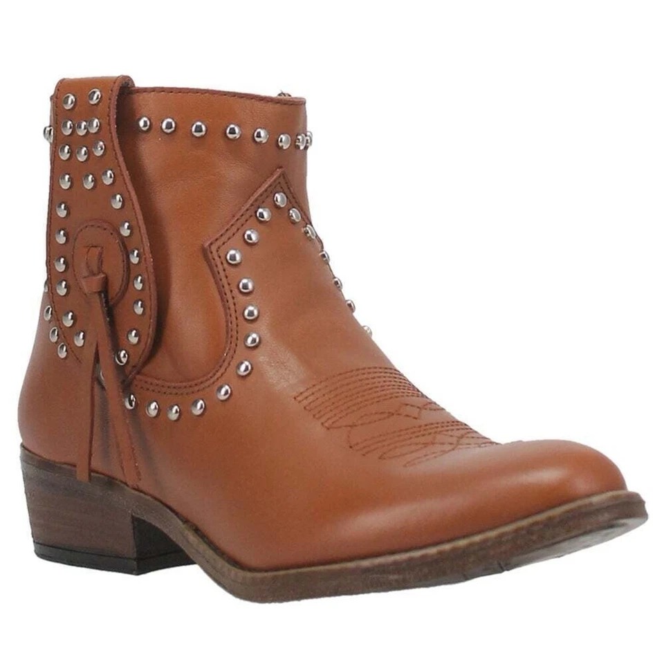 Dingo DI864-255 Destry Studded Zippered Womens Ankle Boots Brown Size 10
