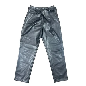 DAVID LERNER Lexi Faux Leather Belted Paperbag Pants Black Sz 4 NWOT - Picture 1 of 6