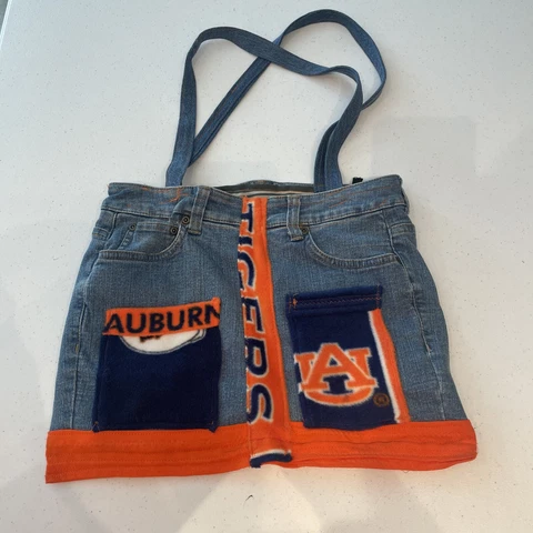 UNIQUE Auburn University Tigers HANDMADE One Of A Kind Blue Jean Purse Cover