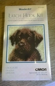 CARON # 4696  CHOCOLATE  LATCH HOOK KIT 12X12  NEW IN BOX USA MADE - Picture 1 of 5