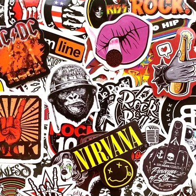 5-50pcs Rock Band Stickers, Laptop Car Phone Rock n Roll Waterproof Vinyl Decals