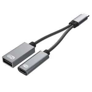 Cable USB Tipo C a USB OTG 2 en 1 Divisor USB-C 60W PD Carga Rápida - Imagen 1 de 4