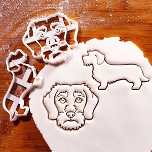 Wire Haired Dachshund Cookie Cutters Set - sausage dog wiener Badger Weenie cute - Picture 1 of 6