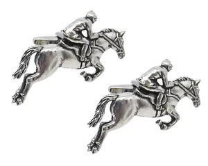 Anglais Argent Étain Concours Complet Saut D'Chasse Liste Cadeau Boutons Direct - Picture 1 of 9