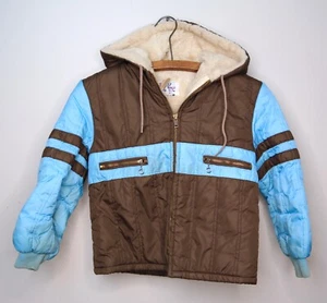 Vintage Tidy Kings Childs Winter Jacket Snow Ski Coat Snowmobile brown blue - Picture 1 of 8