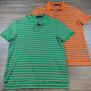 x2 Polo Ralph Lauren Hemden Paket Herren Large Pima Soft Touch grün orange gestreift - Bild 1 von 21