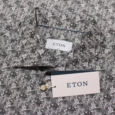 Camisa de vestir Eton nueva con etiquetas talla 41 16 calce ajustado en negro/blanco estampado abstracto de cebra Foto 1 de 4