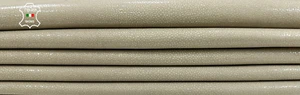 BEIGE CRACKED SHINY PRINTED Thick Soft Lamb leather 2 skins 15sqf 1.2mm #C2476 - Picture 1 of 7