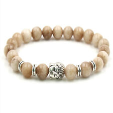 8MM Topaz Gemstone Silver Buddha Mala Bracelet 7.5 inches Healing Meditation