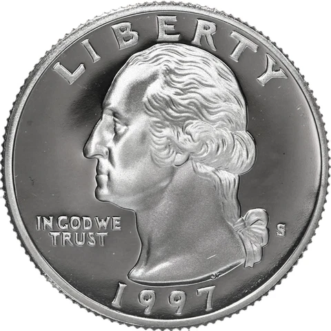 1997 S Washington Quarter Gem Deep Cameo Proof CN-Clad Coin Cover