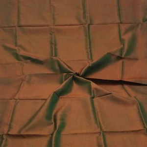 Vintage Brown Dual Tone 100% Pure Silk Plain Sari Remnant 5YD Craft Fabric Scrap - Picture 1 of 4