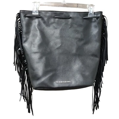 Victoria's Secret Weekend Fringe Bucket Bag Backpack Black - Image 1 of 4