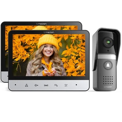 TMEZON Video Doorbell Door Phone Camera Intercom Entry System 2X7'' LCD Monitor - Image 1 of 4
