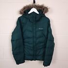 COLUMBIA Puffer Jacket Womens XL Hooded Faux Fur Trim Quilted Insulated Green