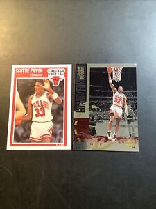 1989-90 Fleer Scottie Pippen #23 Chicago Bulls + 1995 #SE102 UD Bonus  NM +!