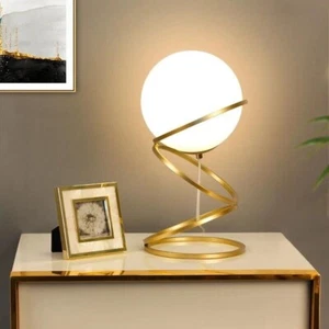 Lampada da tavolo sfera vetro 4 anelli in metallo bronzo lume moderno g9 d31 - Foto 1 di 6