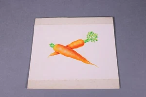 Original tableau gouache chromotransfert CAROTTE LEGUME 50/60 73*68 mm - Picture 1 of 4