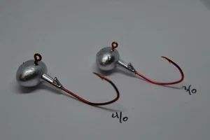 1/2 OZ FOOTBALL JIG HEAD 3/0 OR 4/0 RED SICKLE 25 PACK - Picture 1 of 1