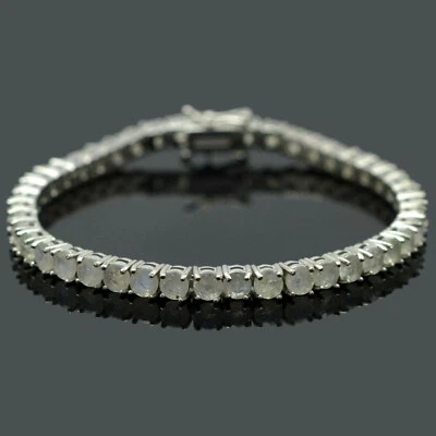 Brazalete Tenis Plata de Ley 925 Piedras Preciosas Arco Iris Natural Fuego Azul Foto 1 de 4