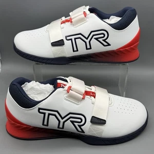 TYR L-1 Lifter Herren 12 Gewichtstraining Kraftheben Schuhe weiß rot blau USA - Bild 1 von 12