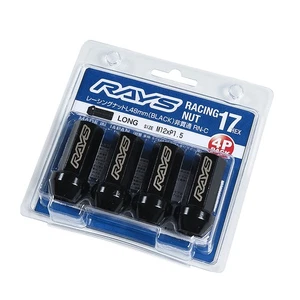 RAYS RACING Lug Nut (CLOSED END MEDIUM) RN-C L48 4PC 12X1.5 BK (Black) 17HEX - Picture 1 of 2
