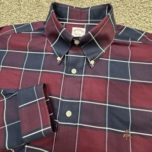 Brooks Brothers Herren 1818 Original Poloshirt Madison L Stretch kariert rot Logo - Bild 1 von 8