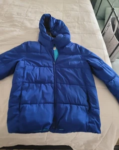 GAP Kids Boy's Blue Puffer Basic Winter Jacket Coat w/ Zipper & Hood Size L EUC - Picture 1 of 6