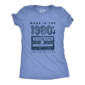 Camiseta para mujer hecha en la década de 1980 divertida retro cinta de casete música gráfica camiseta - Imagen 1 de 7