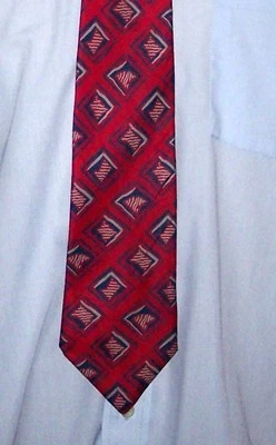 Gravata masculina 100% seda italiana gola Avanti Califórnia vermelha formas geométricas azul - Imagem 1 de 3