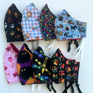 Handgefertigte Kinder Kind Gesichtsmaske Baumwolle ALLE GRÖßEN, 2 Jahre bis Teens - Bild 1 von 10