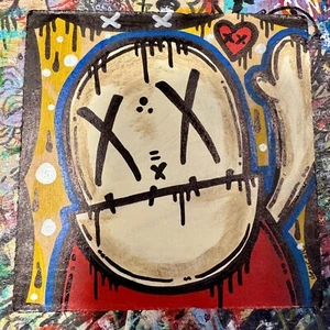 Ghostgrl Graffiti Art ORIGINAL Street Outsider 4x4 PAINTING Pop Halloween Skull - Picture 1 of 7