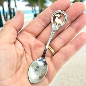 Vintage Souvenir Reiselöffel Florida Pelikan Anhänger Hufeisen 4 Blatt Kleeblatt - Bild 1 von 8