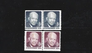 US STAMPS 1401 1402 EISENHOWER COILS 6c & 8c PAIRS MINT NH OG FREE SHIP - Picture 1 of 1