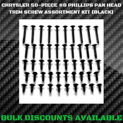Chrysler Car Truck Interior Exterior Molding Trim Panel SCREWS #8 BLACK OEM SEMS - Image 1 of 2
