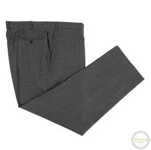 CURRENT Canali 1934 Grey Wool Checked Woven Flat Front Dress Pants 60IT/42W - Picture 1 of 9