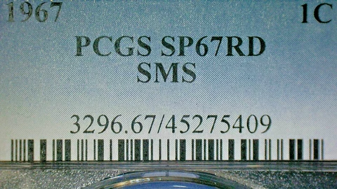 UNITED STATES--1967 PCGS SP67RD SMS MEMORIAL COPPER PENNY KM#201 Cover