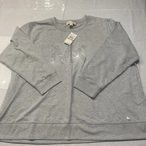 Michael Kors Women’s Pearl Heathe MK Logo Sweater Top 3x $120.00 NWT - Picture 1 of 7